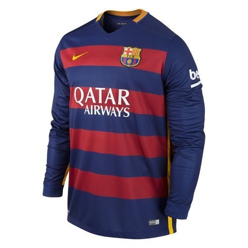 Футбольная футболка для детей Barcelona Домашняя 2015/16 лонгслив (рост 100 см)
