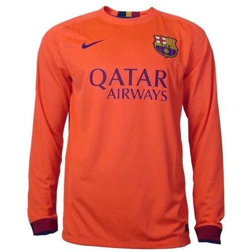 Футбольная футболка для детей Barcelona Гостевая 2014/15 лонгслив (рост 128 см)