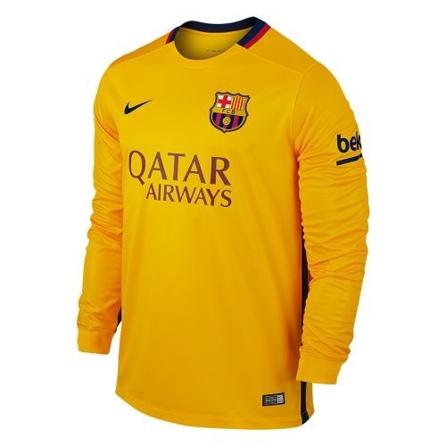 Футбольная футболка для детей Barcelona Гостевая 2015/16 лонгслив (рост 128 см)